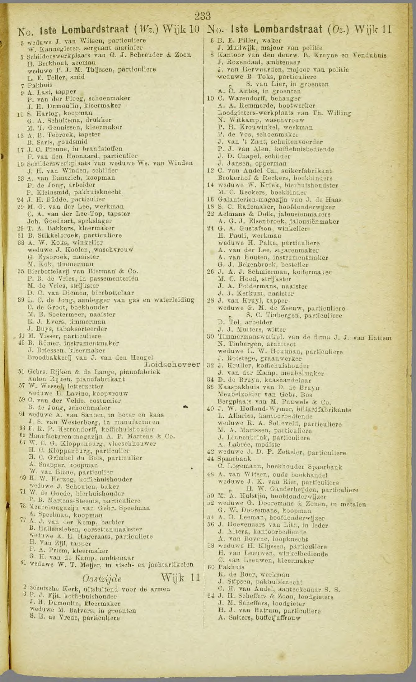 The 1899 Rotterdam address book, blad 951: the builder 'J. van Hattem' and the architect N. Tinbergen printed at one address, 1e Lombardstraat 30, the firm and its new head under a single roof.