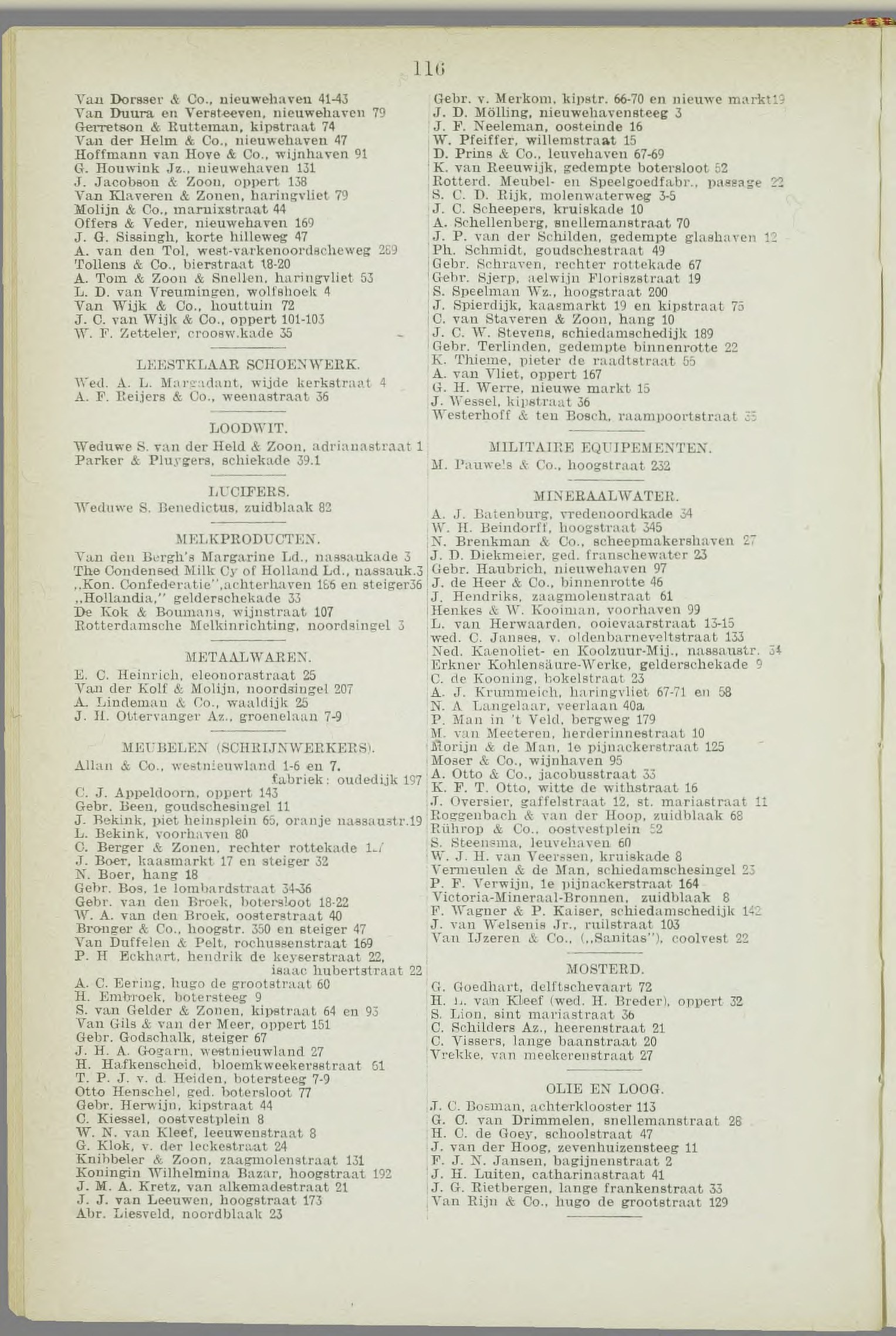 Rotterdam adresboek 1901 (NL-RtSA 3023-45), p. 116 — Bedrijven en beroepen