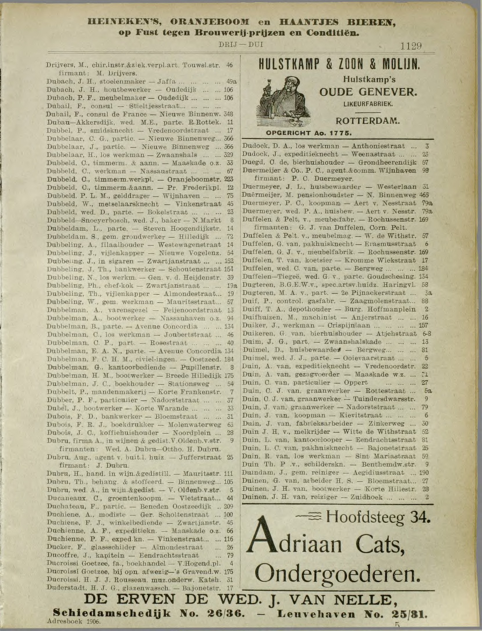 Rotterdam adresboek 1906 (NL-RtSA 3023-50), p. 1129 — Alfabetische naamlijst