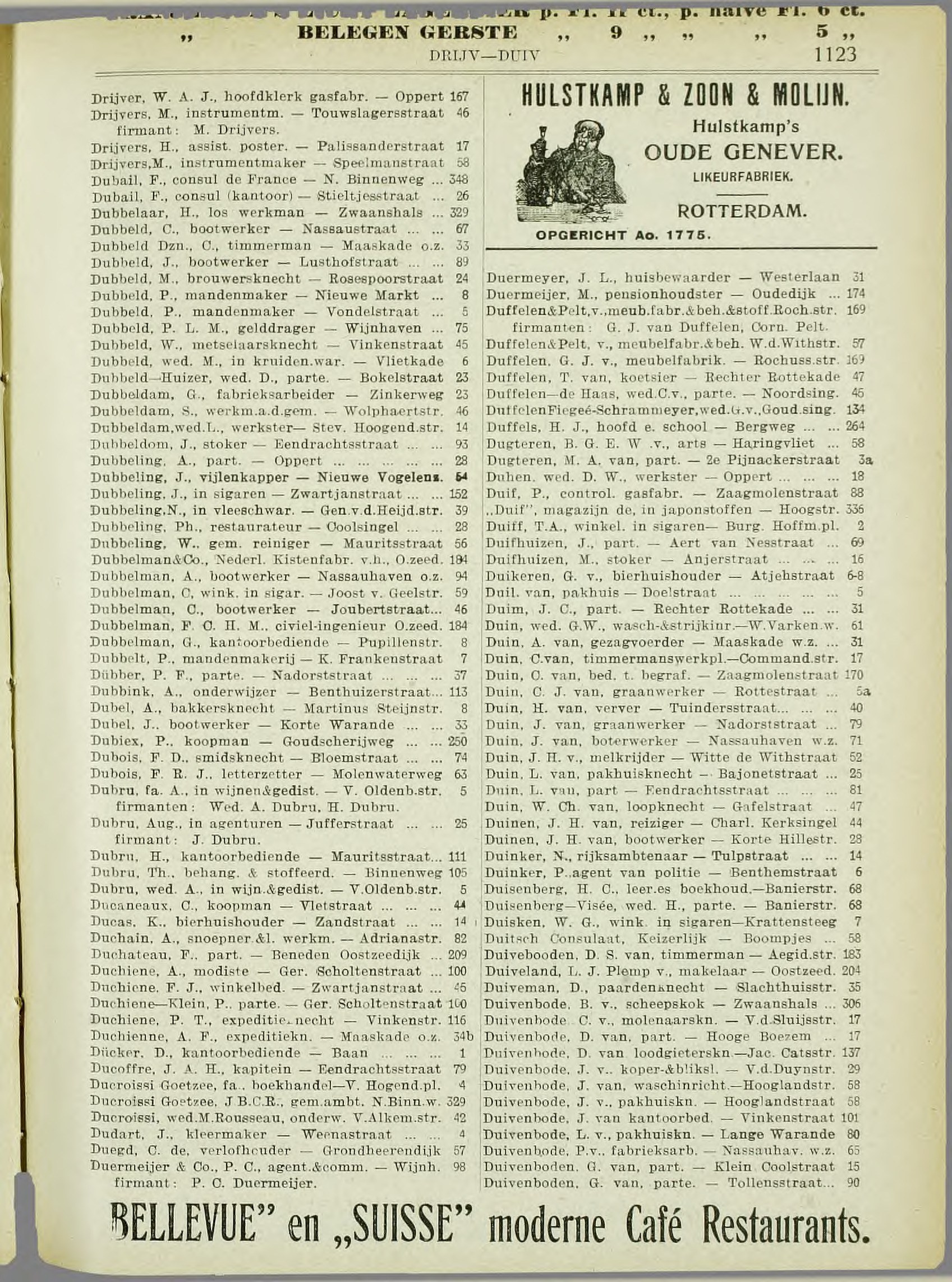 Rotterdam adresboek 1907 (NL-RtSA 3023-51), p. 1123 — Alfabetische naamlijst