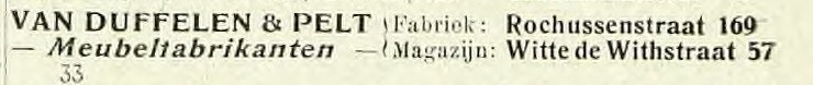 Van Duffelen & Pelt display entry, Rotterdam adresboek 1909 p.1120