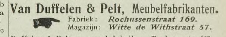 Van Duffelen & Pelt display entry, Rotterdam adresboek 1910 p.1131