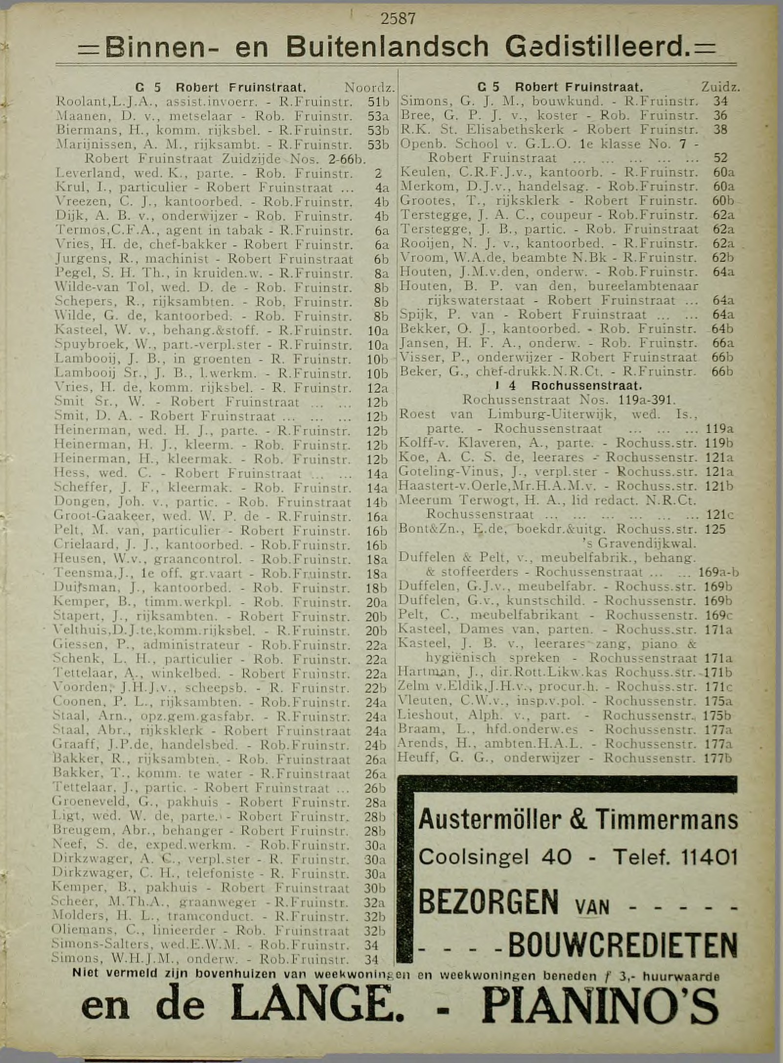 Rotterdam adresboek 1917 (NL-RtSA 3023-61), blad 1897, p.2587 — Rochussenstraat