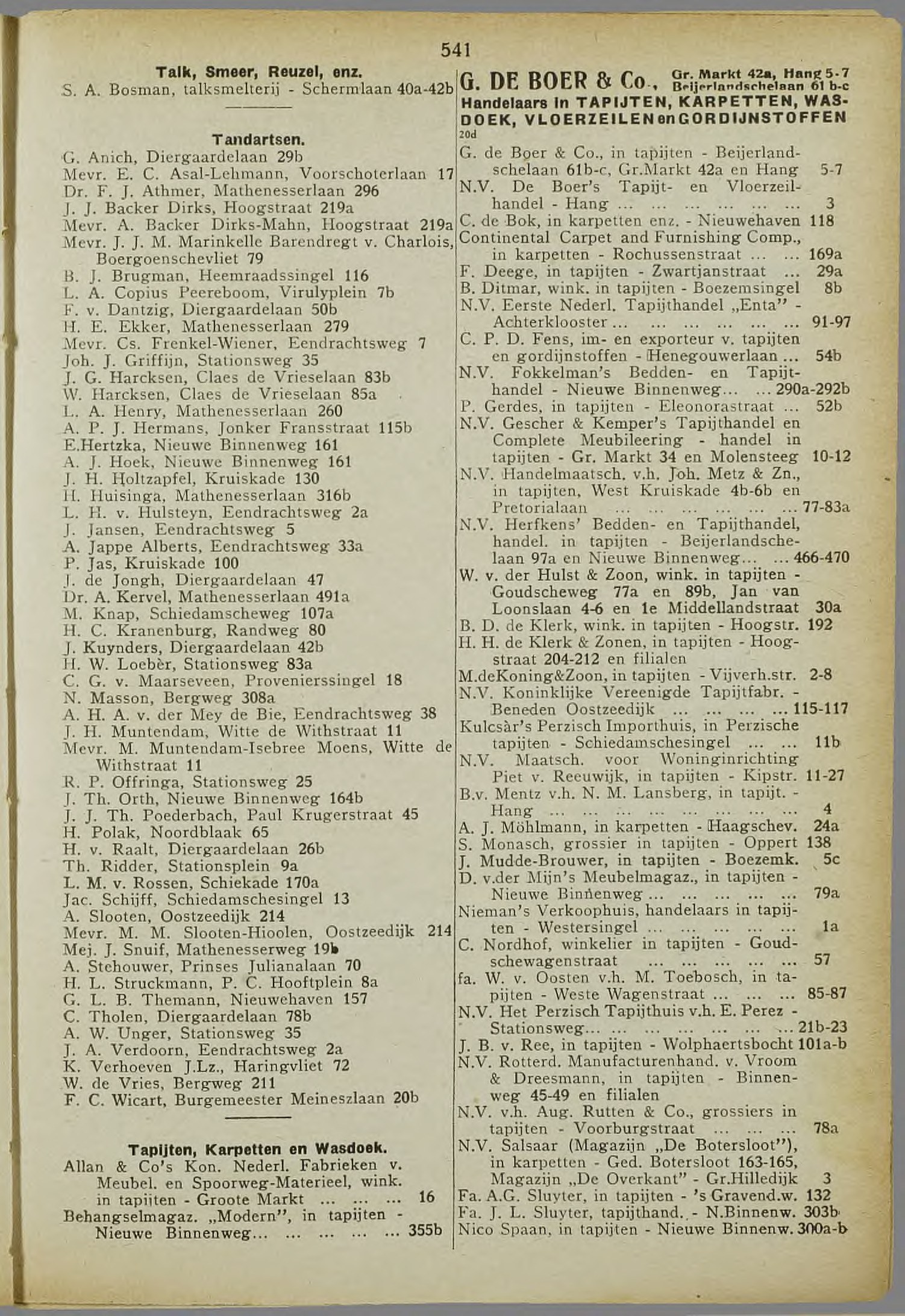 Rotterdam adresboek 1930 (NL-RtSA 3023-74), blad 546, p.541 — Rochussenstraat