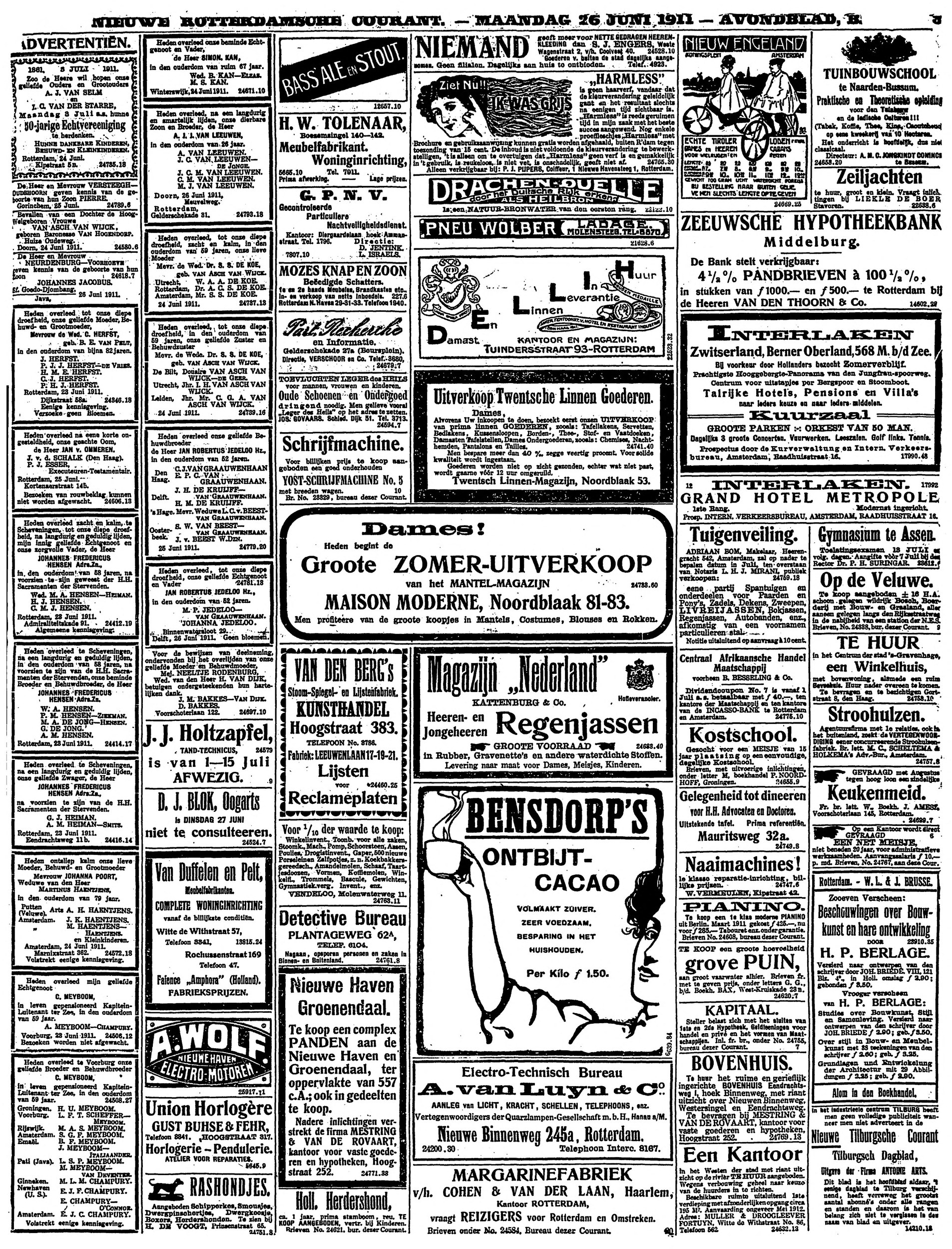 Nieuwe Rotterdamsche Courant, 1911/06/26 00:00:00, pagina 11 (full page)