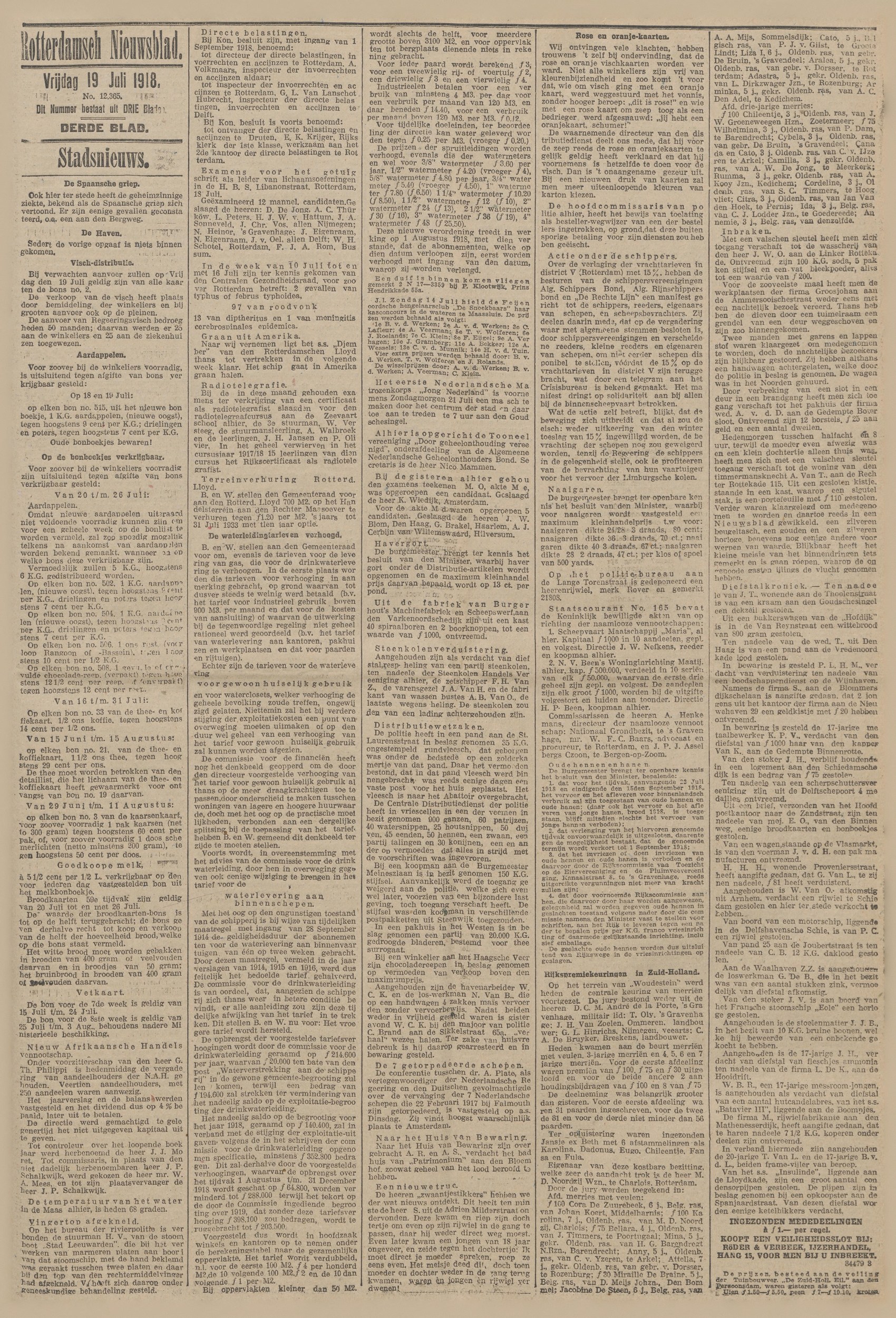 Rotterdamsch Nieuwsblad 19 Jul 1918 — N.V. Beens' Woninginrichting-Mij founding (director H. P. Beens)
