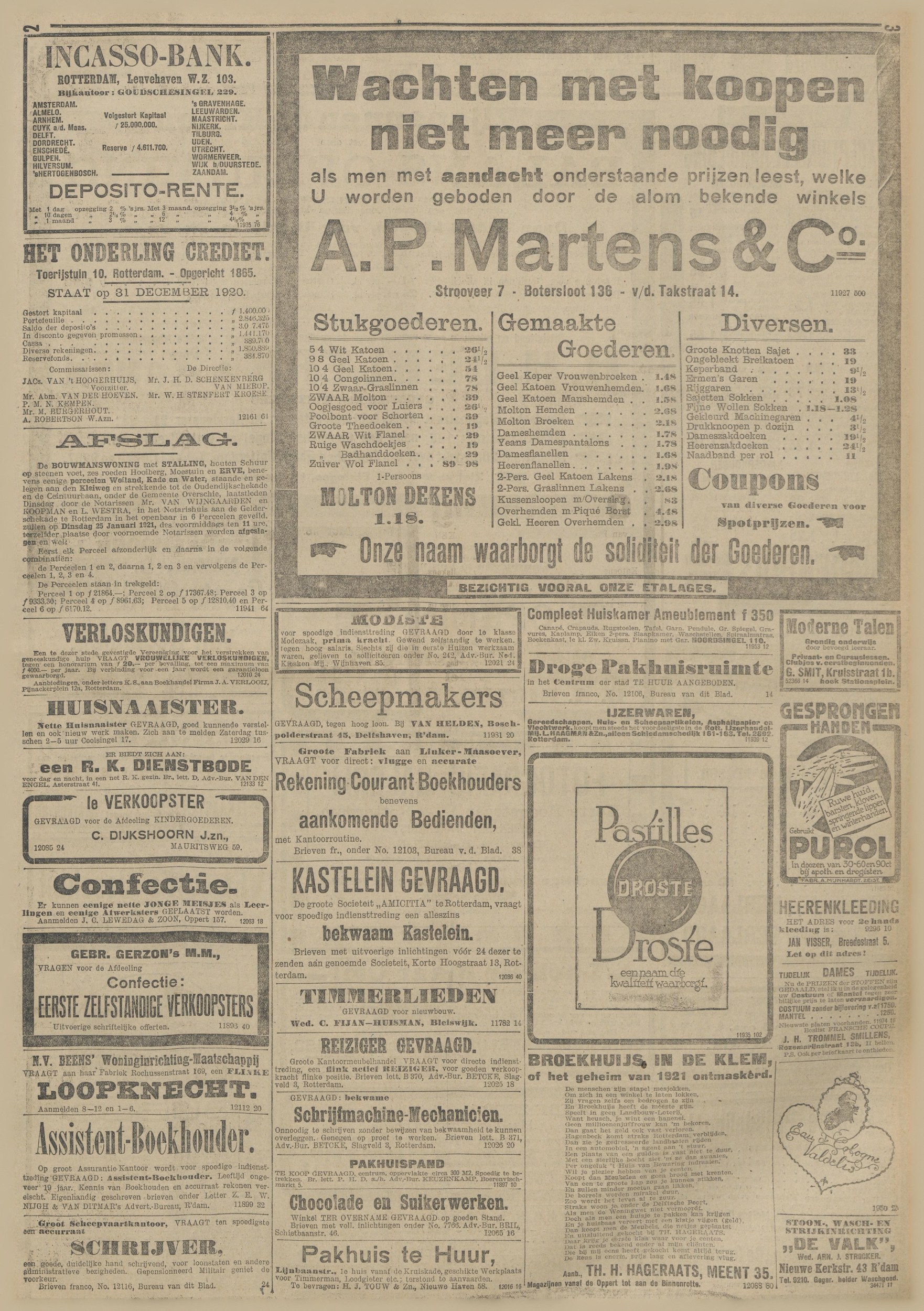 N.V. Beens' Woninginrichting Maatschappij - furniture factory at Rochussenstraat 169 (1921, 1923 & 1925 ads)
