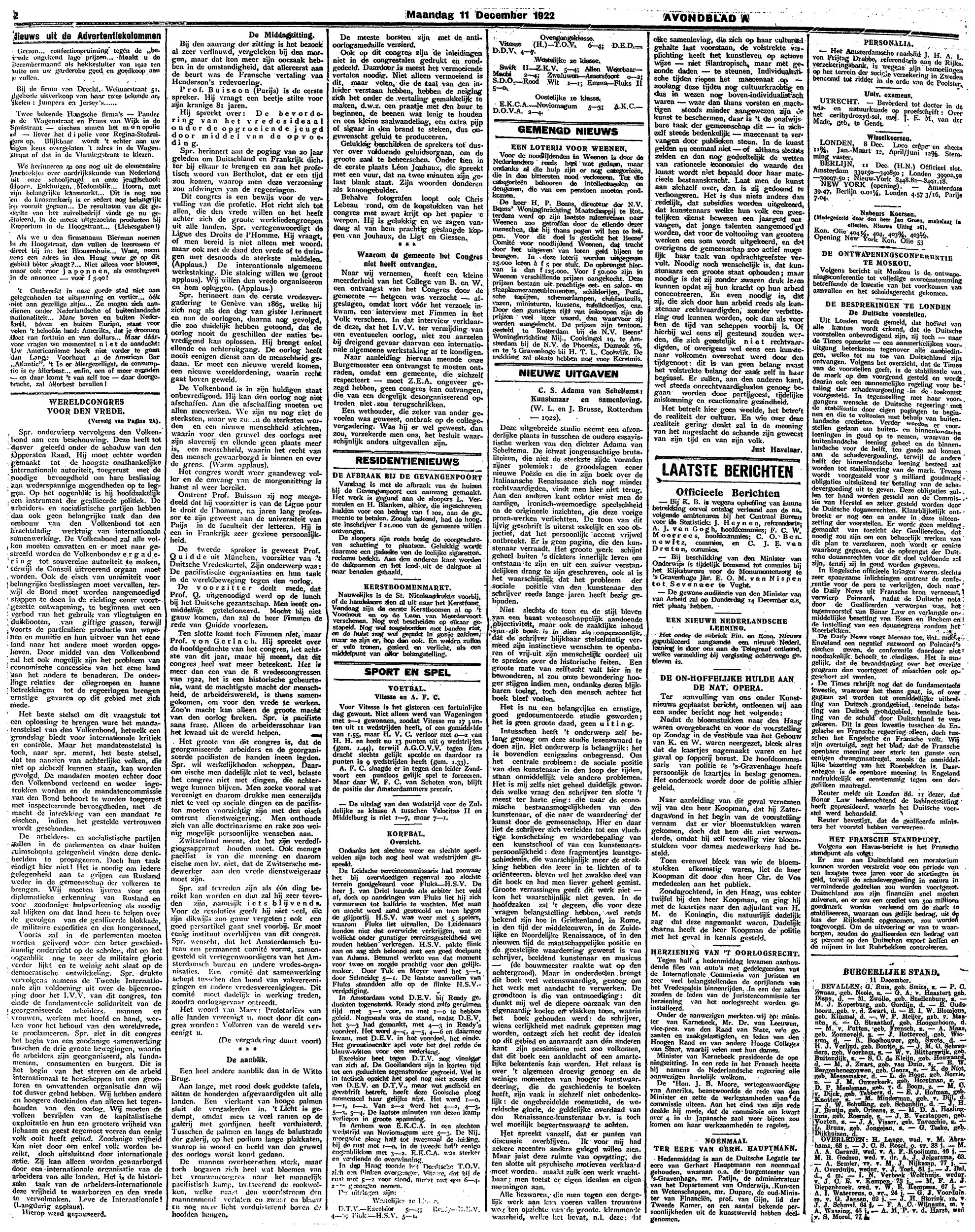 Het Vaderland, 11 dicembre 1922 (pagina intera)