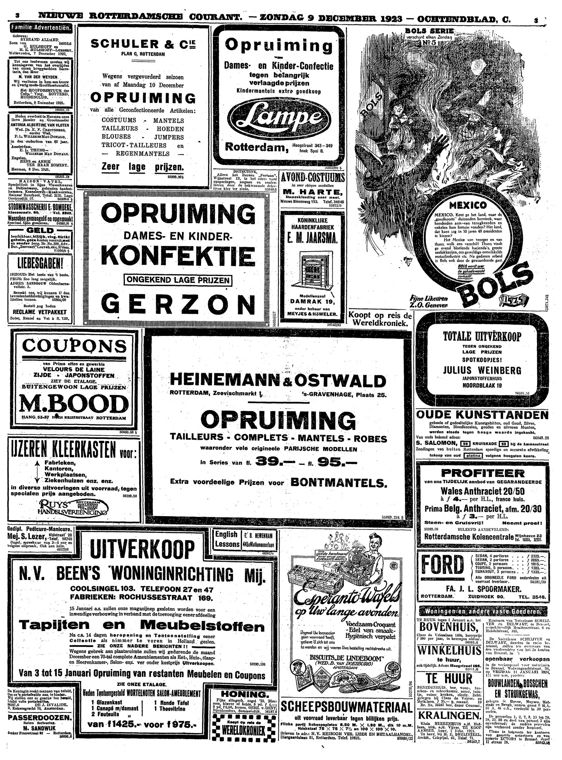 N.V. Beens' Woninginrichting Maatschappij - furniture factory at Rochussenstraat 169 (1921, 1923 & 1925 ads)