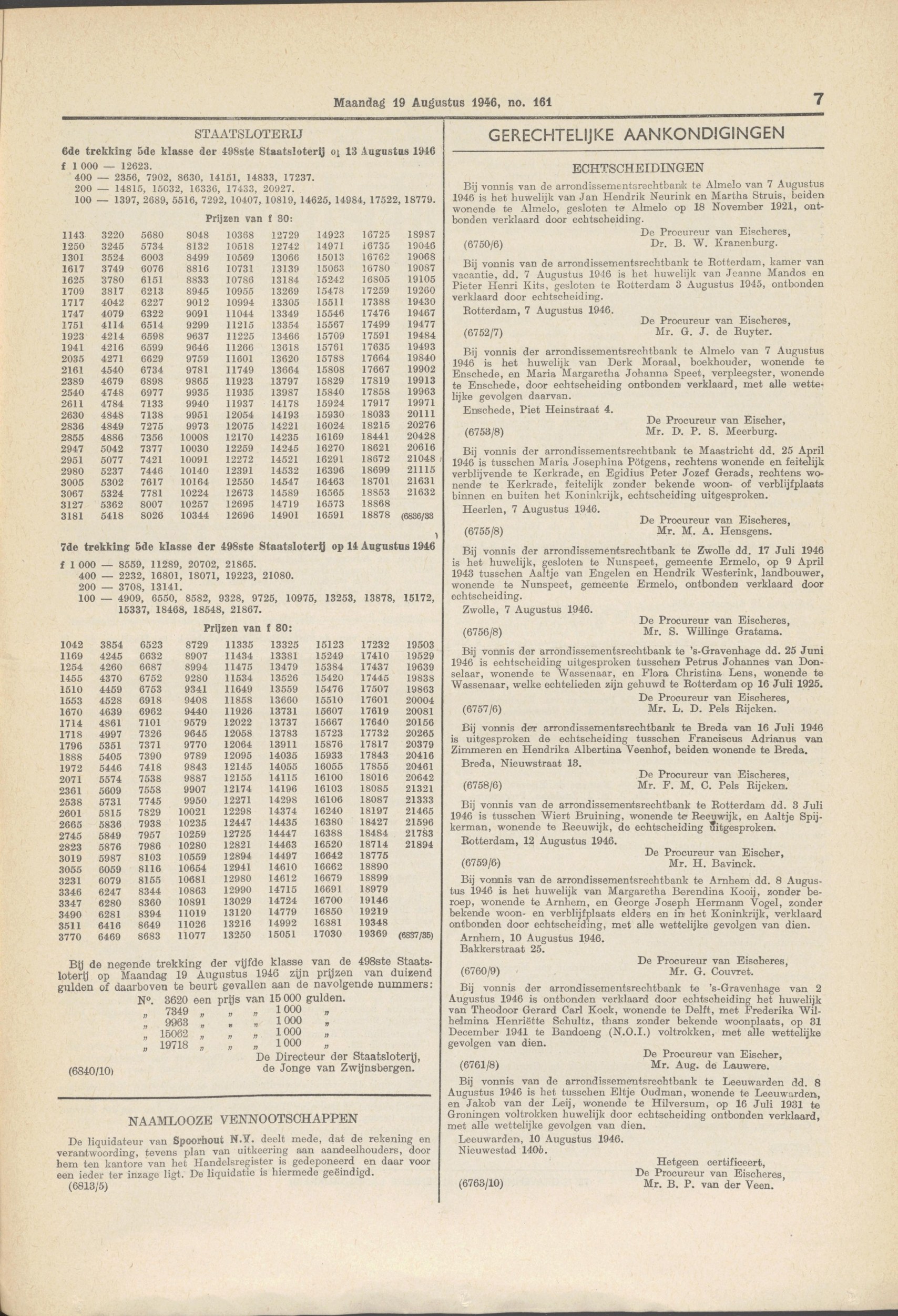 Nederlandsche Staatscourant, 19 augustus 1946 (full page)