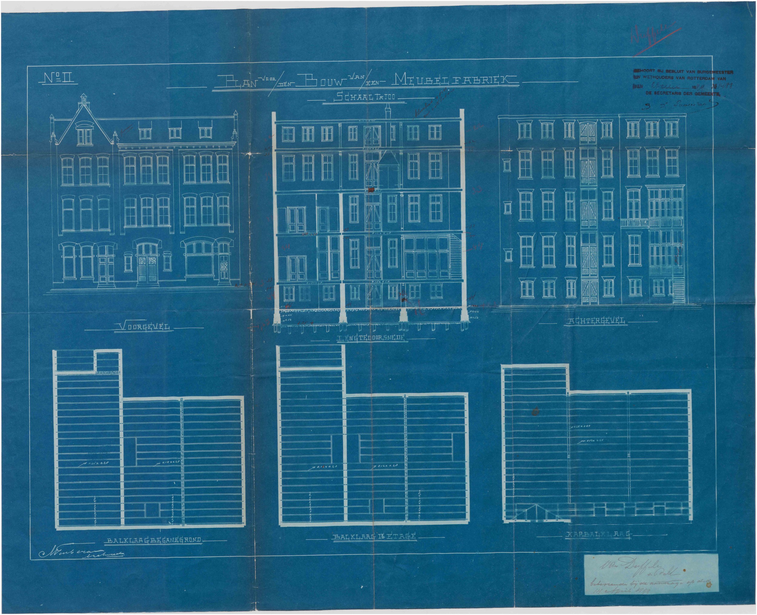 Bouwvergunning — nieuwbouw dubbel woonhuis met pakhuis/werkplaats, Rochussenstraat 169