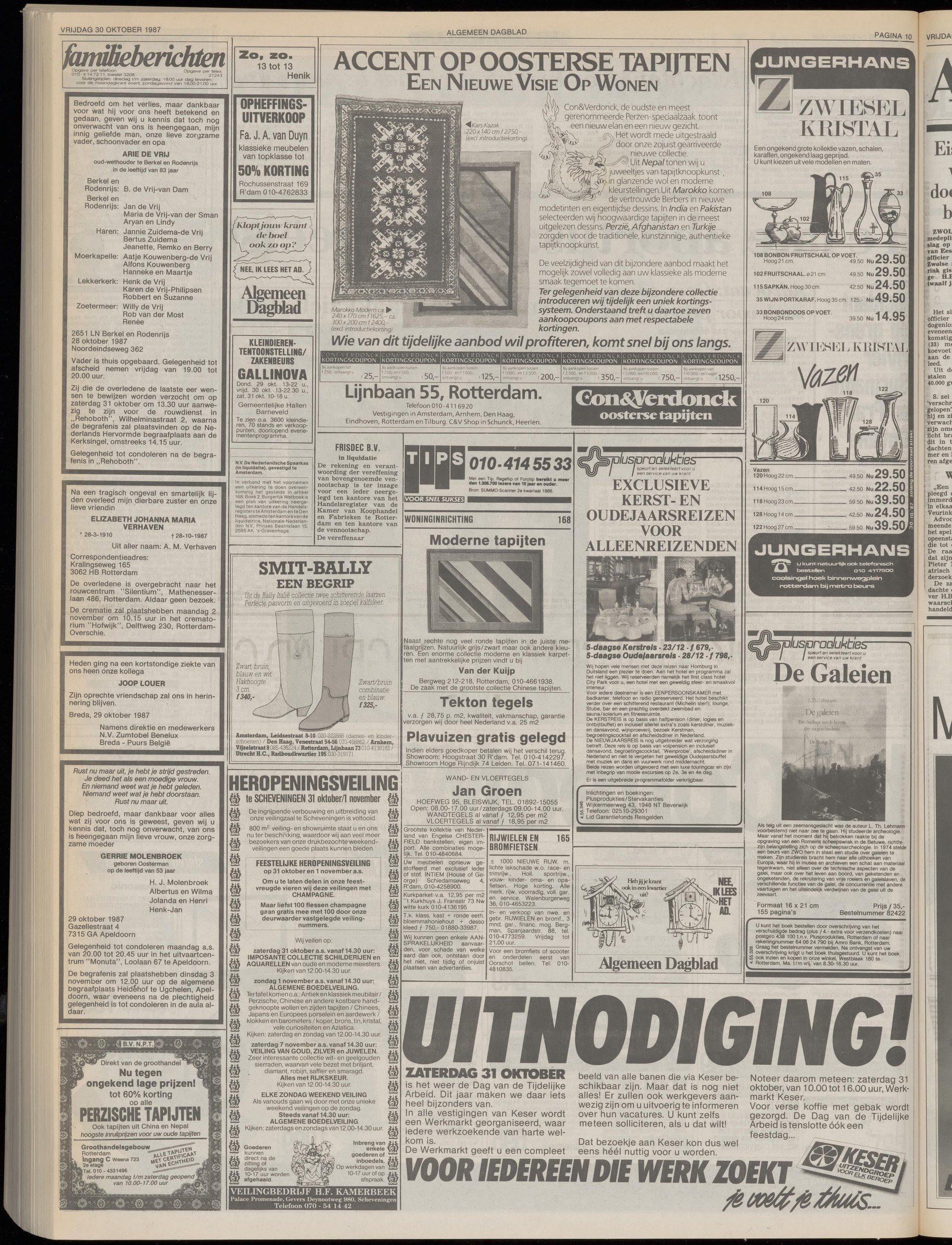 Algemeen Dagblad, 30 October 1987, p.10 (page with Fa. J. A. van Duyn closing-down-sale advertisement)