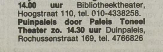 Agenda Rotterdam: Puinpaleis at Duinpaleis, Het Vrije Volk
