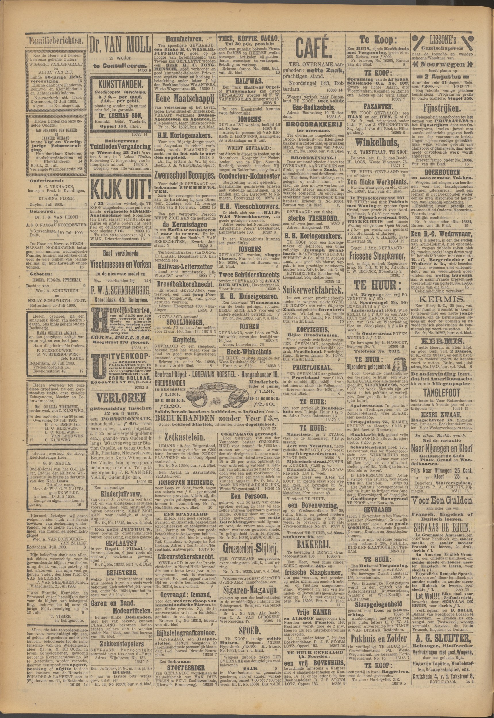 Van Duffelen & Pelt factory want-ads at Coolhavenkade hoek s-Gravendijkwal (Jun-Jul 1900)