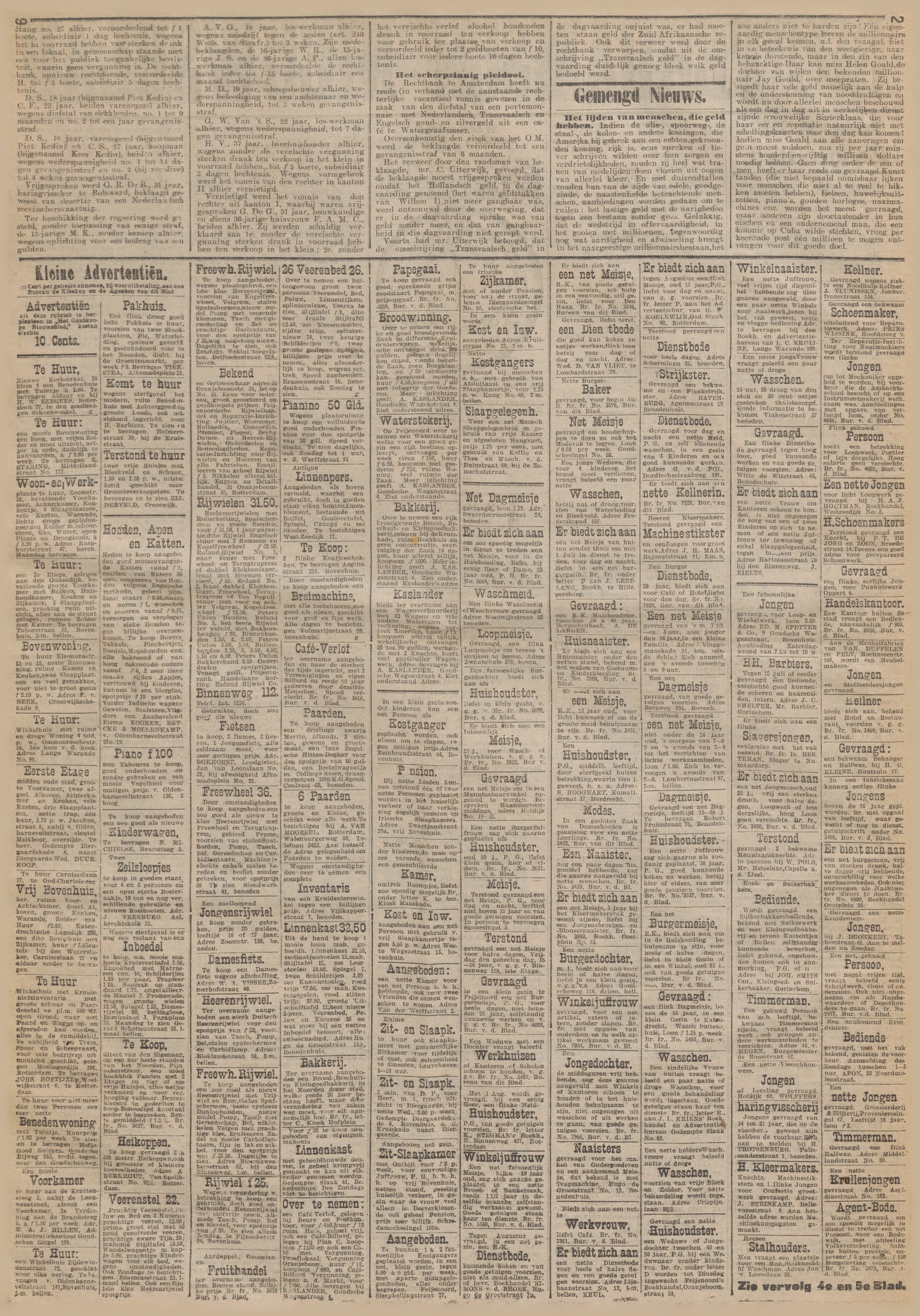 Rotterdamsch nieuwsblad, offerta di lavoro di Van Duffelen & Pelt, 1 luglio 1907
