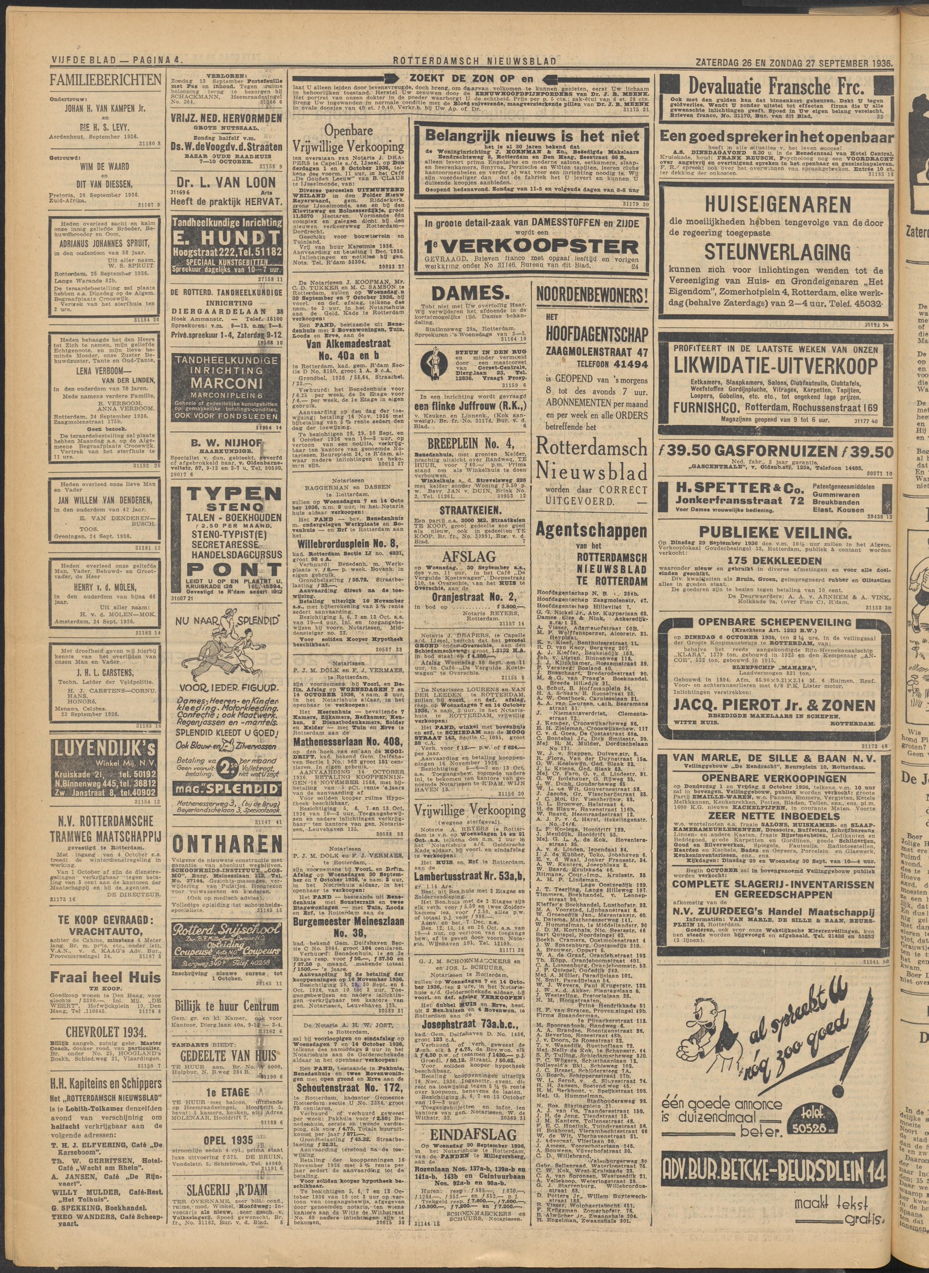 Furnishco = 'Continental Carpet and Furnishing Company' at Rochussenstraat 169 (1927 change-notice, 1930 ad, 1936 liquidation)