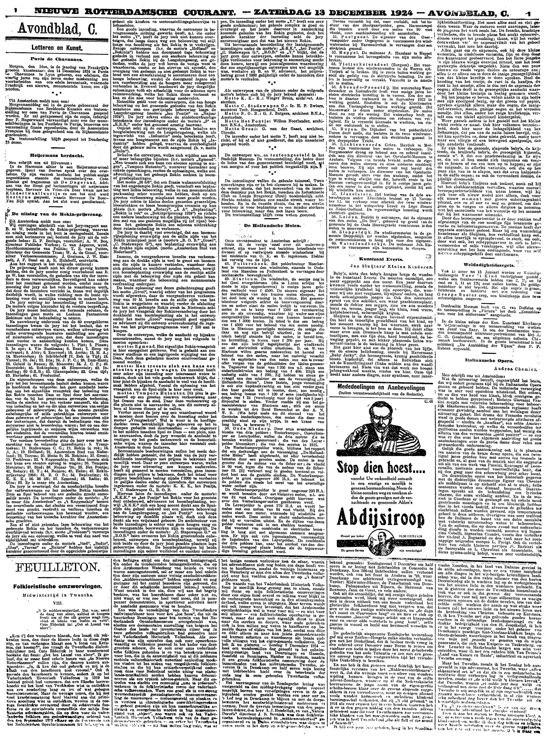Delpher — Dordrechts Museum buys van Duffelen's 'Zonnebloemen voor het atelierraam' from the Pictura show (NRC 13-12 + Vaderland 15-12-1924)