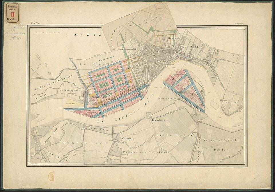 1858 Ontwerp tot stadsuitbreiding op Feijenoord en naar het westen te Schoonderloo en Delfshaven