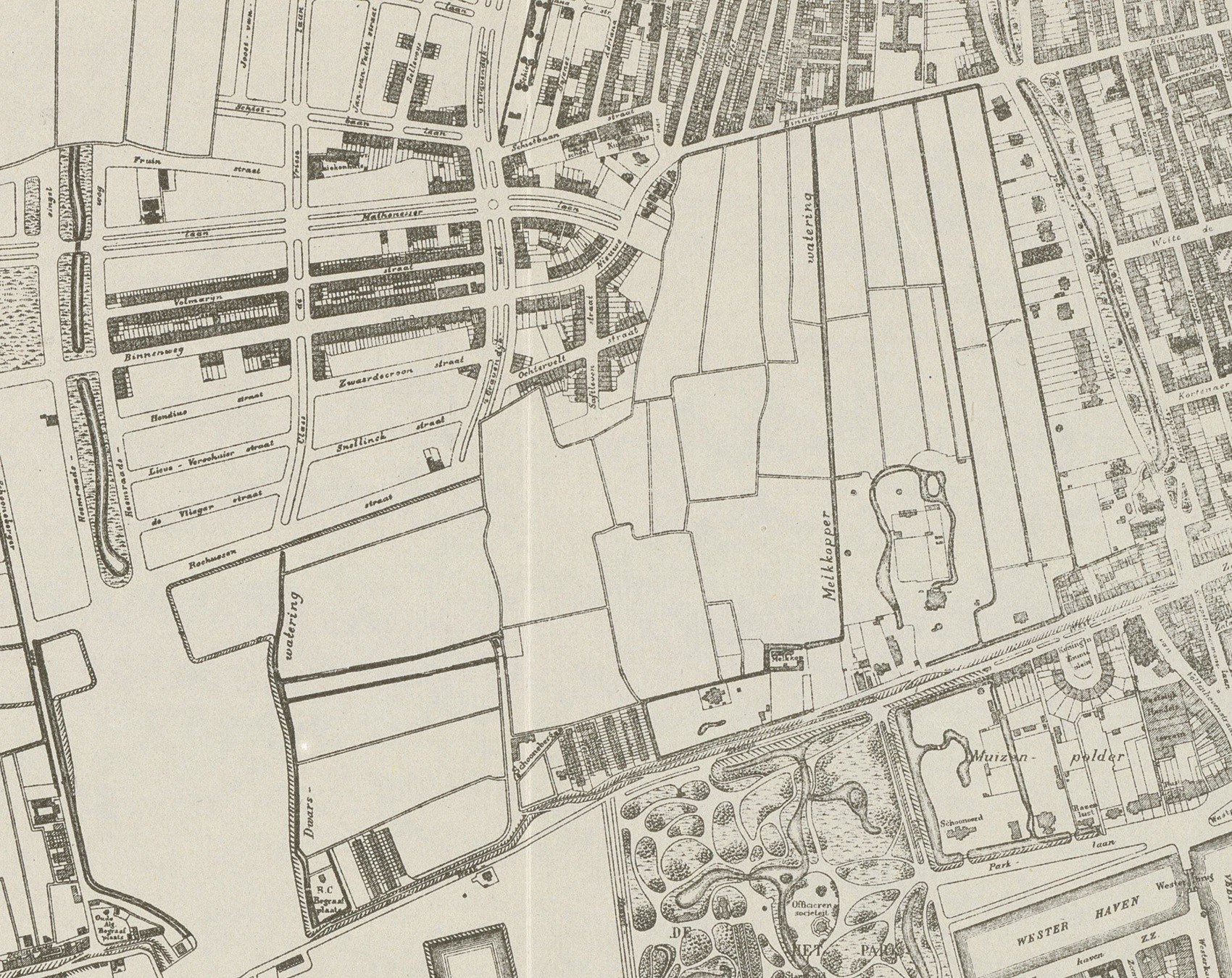 Plattegrond der gemeente Rotterdam, overzichtskaart, detail Rochussenstraat