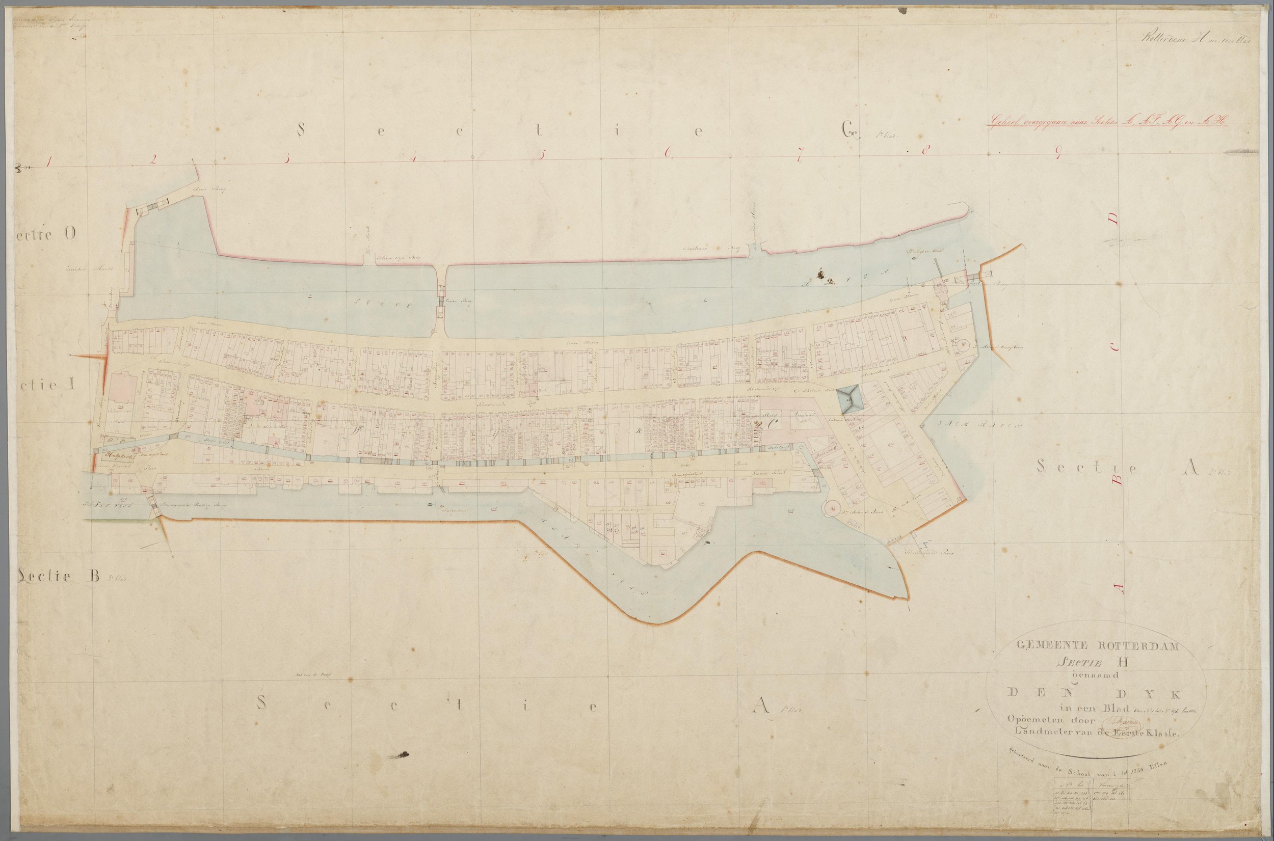 Minuutplan Kadaster Rotterdam, sectie H, blad 01