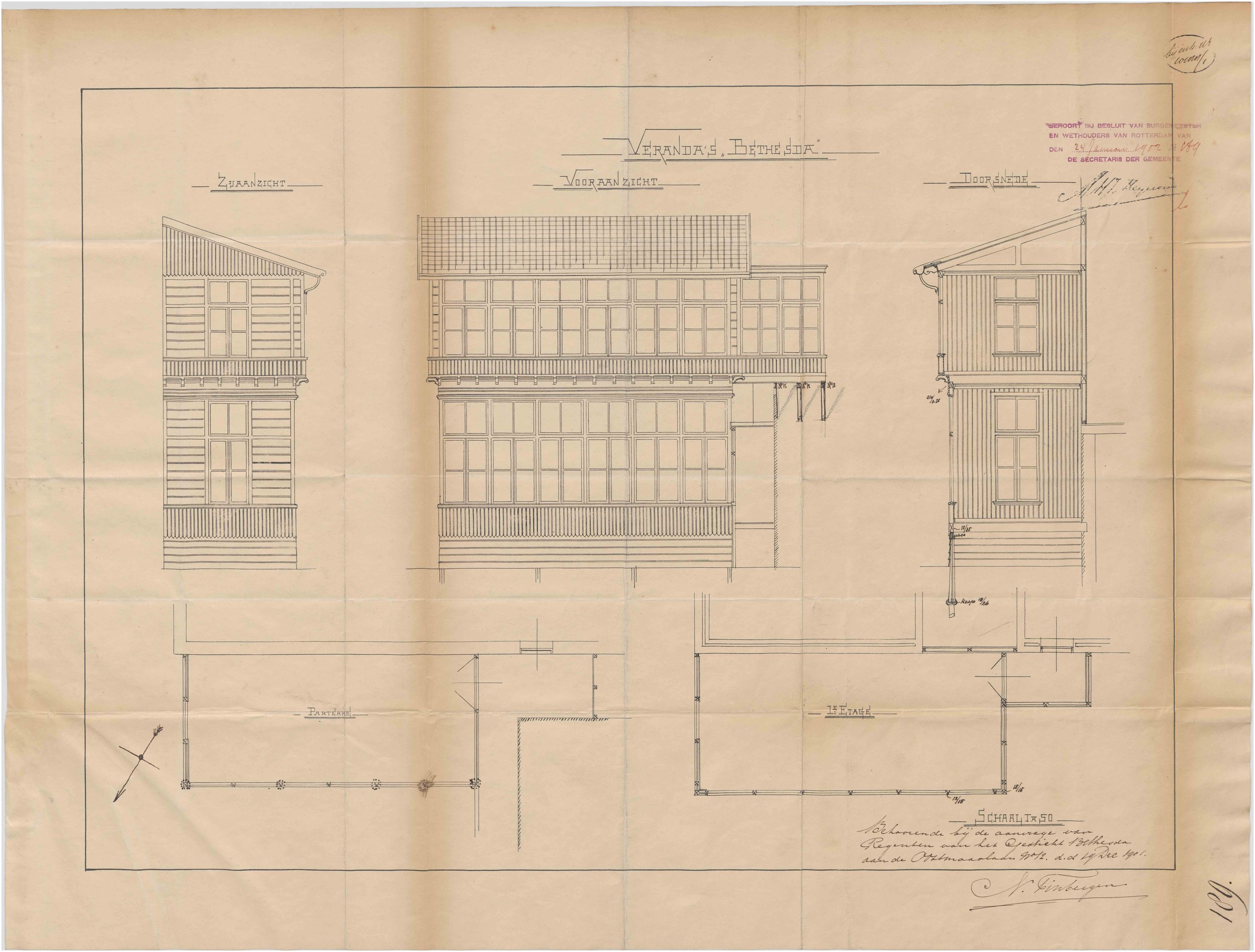 Bouwpolitie Rotterdam 396-01-04 inv. 17432 — Maken veranda's, Oostmaaslaan 12 (1902-01-24)
