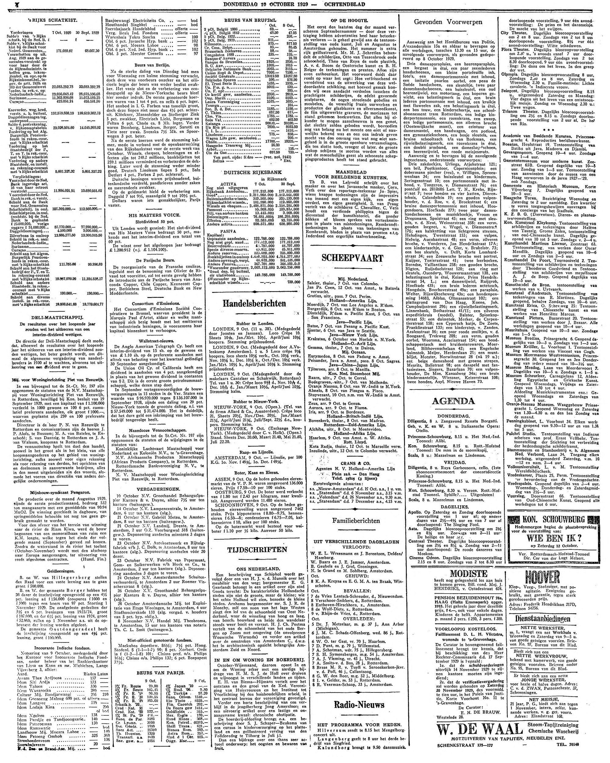 Het Vaderland 10 Oct 1929 — N.V. Mij. P. van Reeuwijk founding board