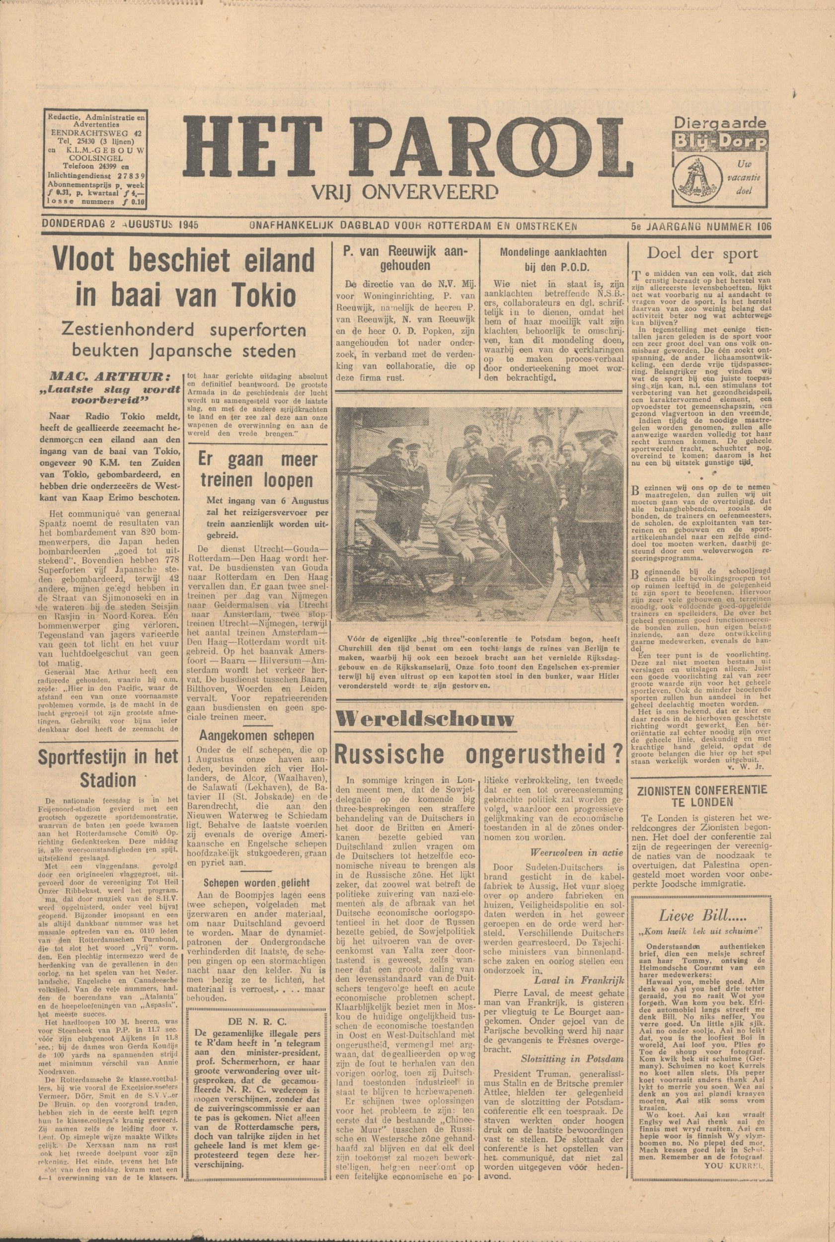 Het Parool, 2 augustus 1945 (full page)