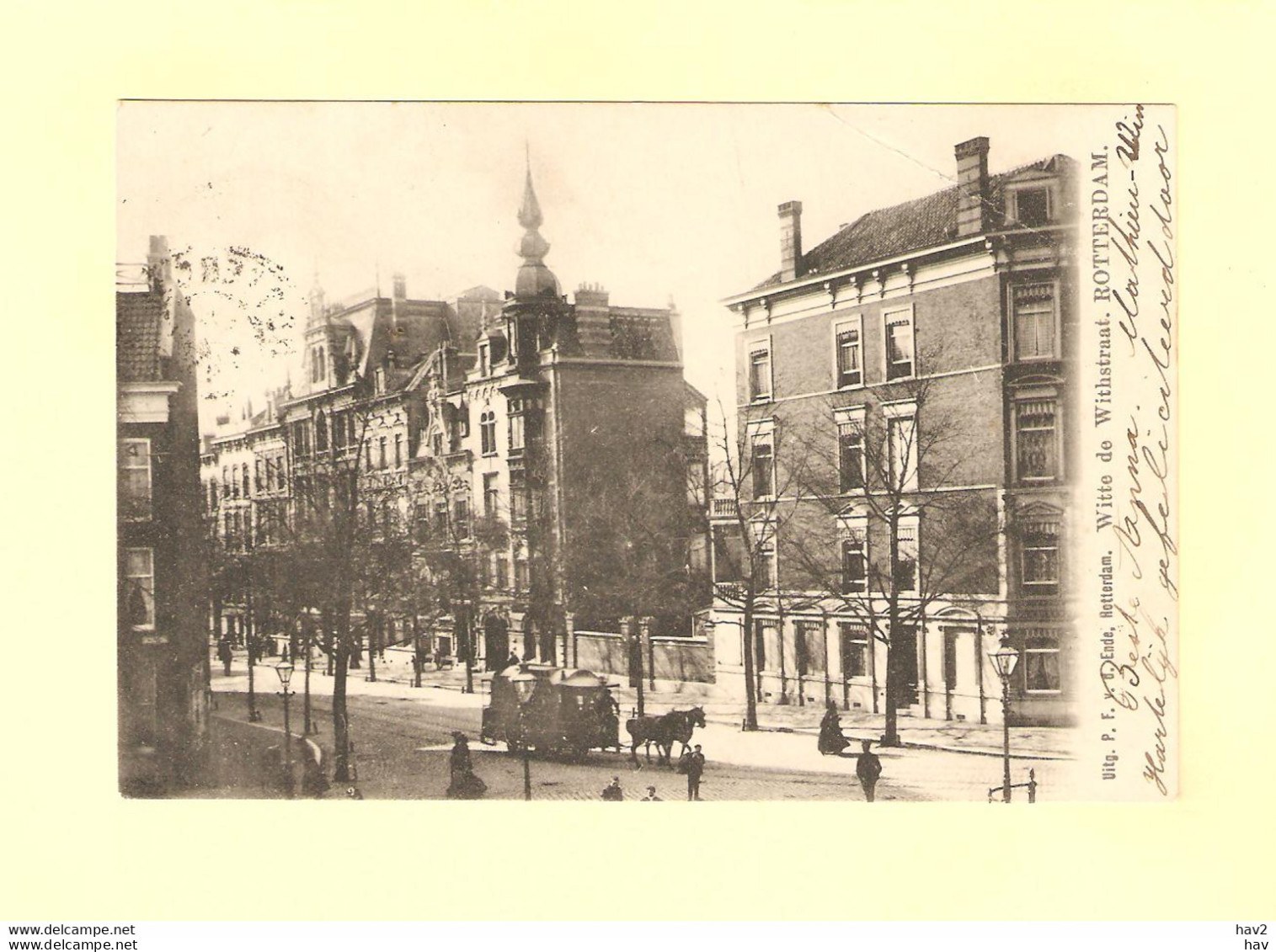 Witte de Withstraat - Rotterdam, met paardentram (b/w picture postcard, c.1902)