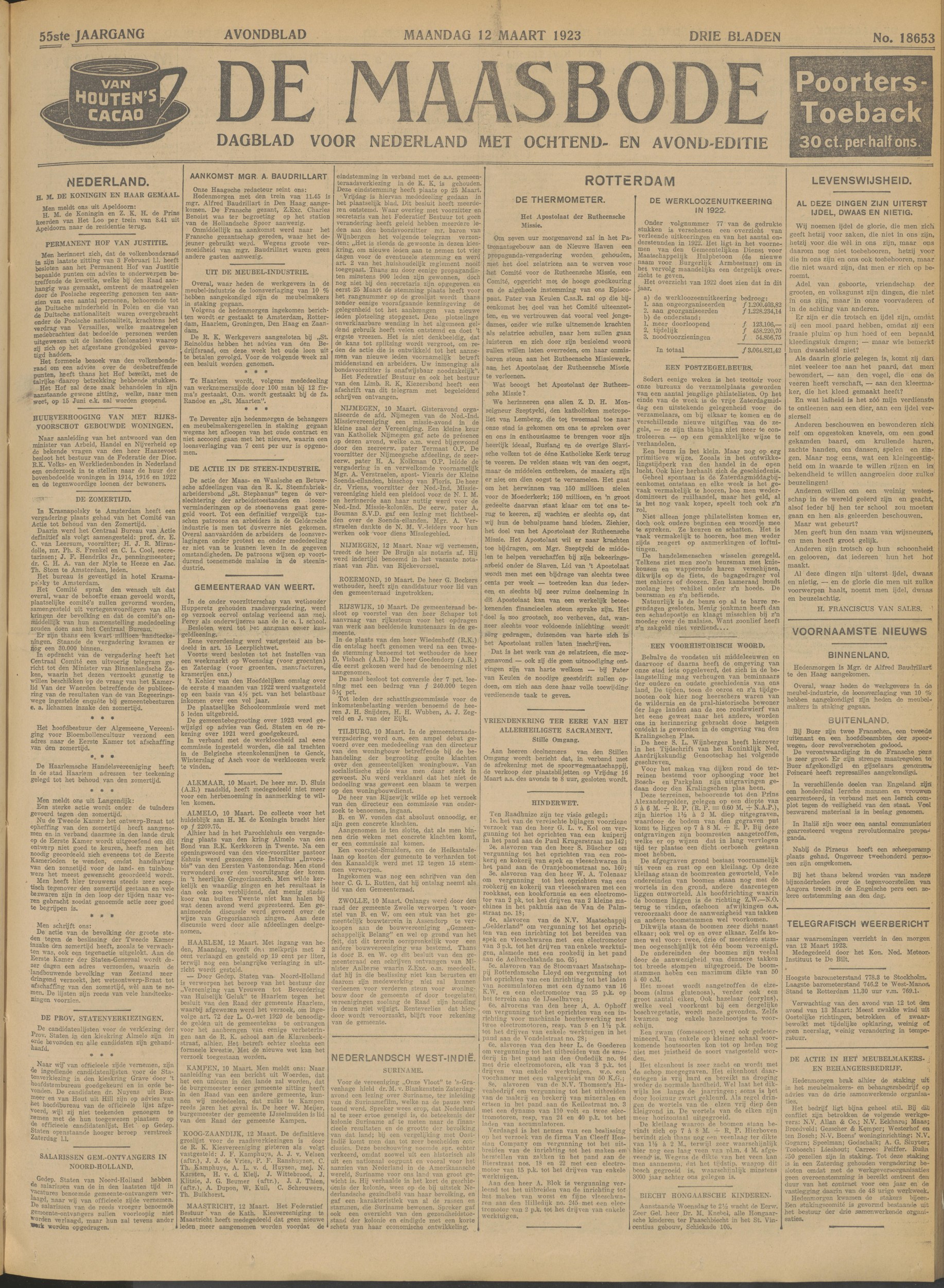 De Maasbode, 1923-03-12 (full page)